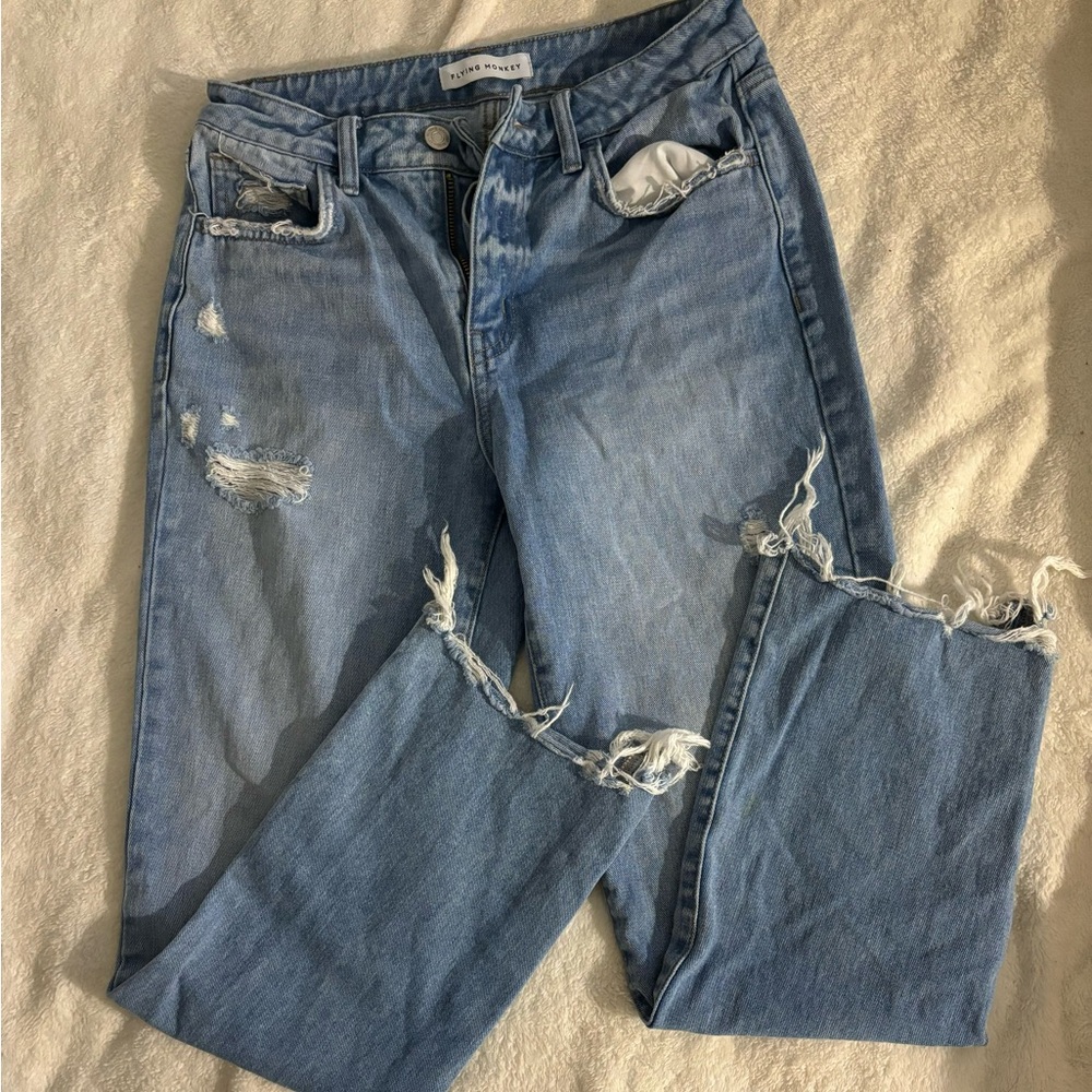 Flying Monkey raw hemmed cropped jeans